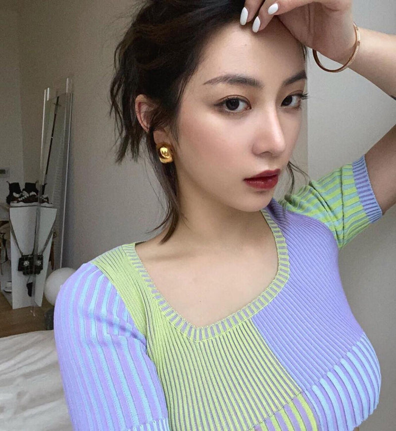 Titanium With 18K Gold Geo Wide Statement Drop Earrings Punk Party Gown Runway T show Gothic  Rare  Korean Japan INS Boho Top