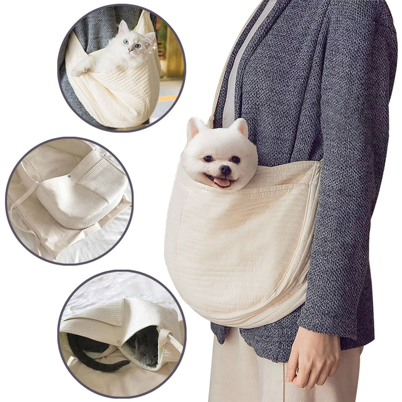 Handmade Pet Dog Carrier Outdoor Travel Handbag Canvas Single Shoulder Bag Sling Comfort Travel Tote Shoulder Bag Breathable