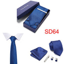 Gift Box 38 styles Tie Set Hanky Cufflinks With Gift Box Jacquard Woven Neckties Set For Men Wedding Party Lots of  accessories