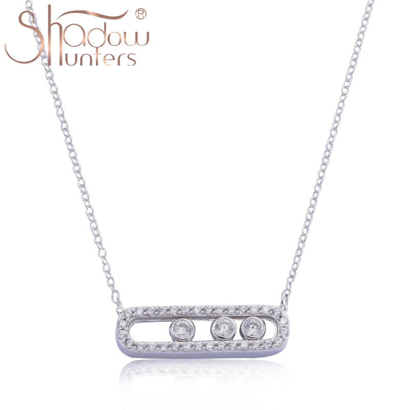 SHADOWHUNTERS Authentic 925 Sterling Silver Move CZ Stone Pendant Long Chain Choker Necklaces For Women Luxury Jewelry Making