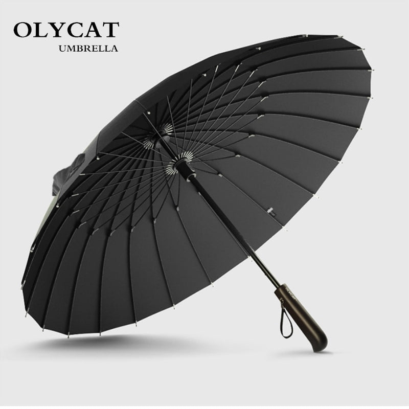 Hot Sale Brand Rain Umbrella Men Quality 24K Strong Windproof Glassfiber Frame Wooden Long Handle Umbrella Women&