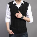 2020 Sweater Men Fashion Sleeveless Knitted Vest Male V-Neck Pullover Male Jacket Slim Solid Casual Mens Woolen Sweaters Vest