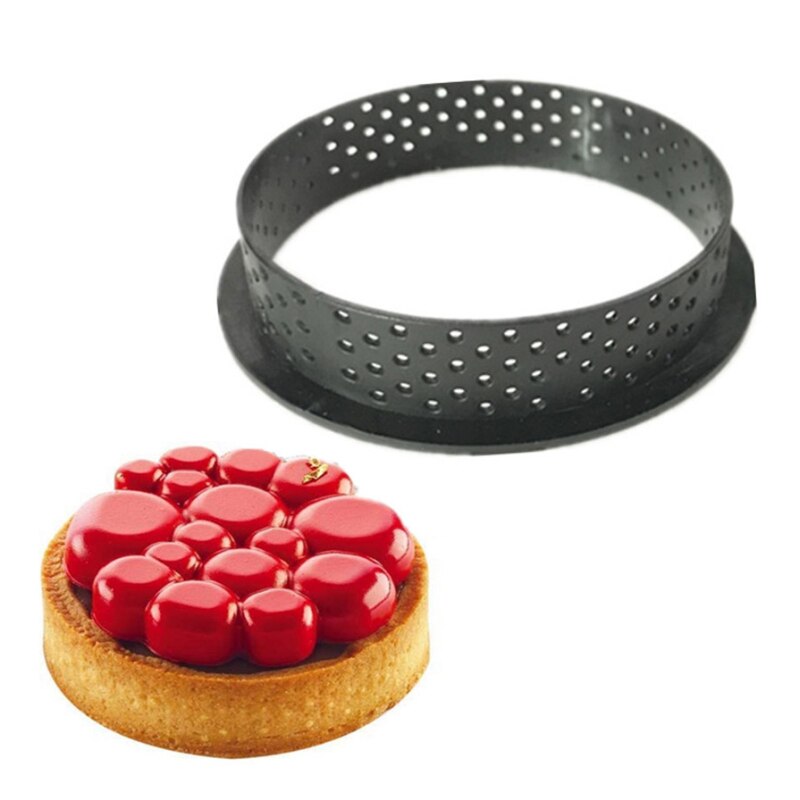 8pcs DIY French Dessert Bakeware Cutter Round Shape Decorating Tool Cake Mold Tart Ring Silicone Perforated Mousse Circle