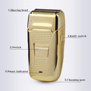 Electric Shaver for Men Razor Machine Shaving Beard Trimmer UsbCable Retro Reciprocating Double Cutter Head Electroplating Body