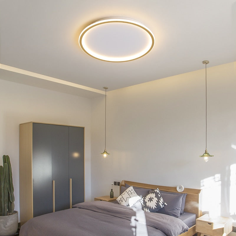 Decken-LED-Leuchten für Wohnzimmer Schlafzimmerleuchten Ring Modern Gold Schlafzimmer Beleuchtung Innendekoration Plafon Lampe Glanz