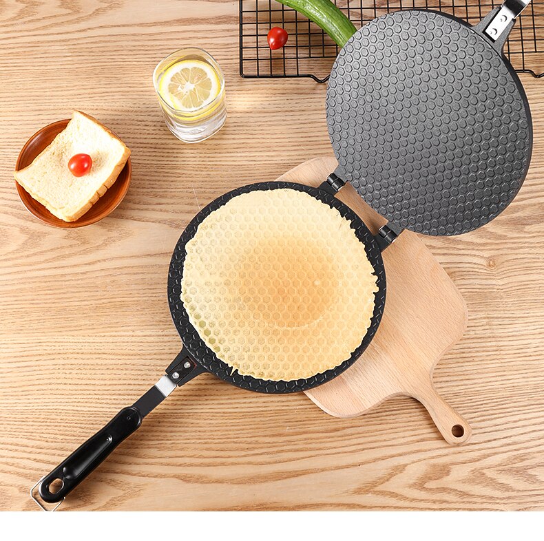 Waffles de tortilla antiadherentes con modo de rollo de huevo para hornear pasteles, utensilios para hornear de aleación de aluminio, máquina crujiente, molde para tortillas, herramienta para hornear