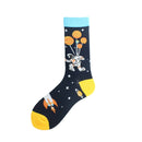 Feliz divertido Unisex pintura UFO astronauta espacio exterior cohete Star War hombres tripulación calcetines Streetwear algodón hombre monopatín vestido