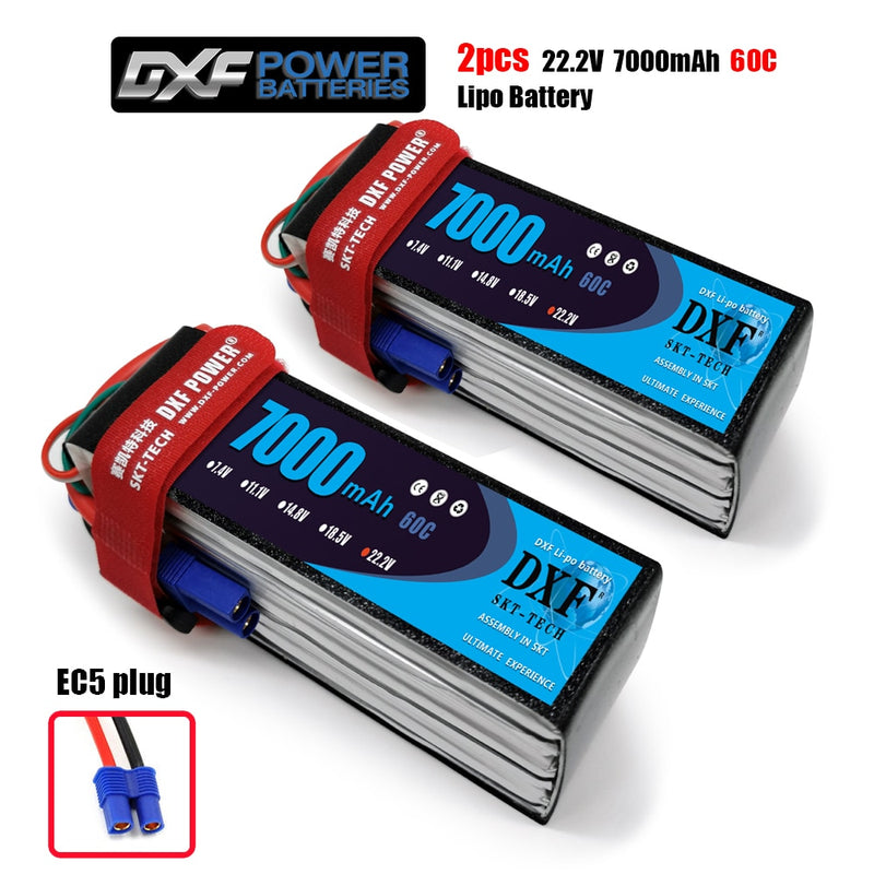 2PCS DXF  Battery 3S 4S 6S lipo 11.1V 14.8V 22.2V 7000mah 6750mah 5200mah 60C 100C hardcase for RC TRXX Car Boat Helicopter