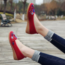 Veowalk Brand 3D Flowers Appliques Women Linen Slip on Ballet Flats Breathable Fabric Ladies Casual Chinese Shoes Ballerina