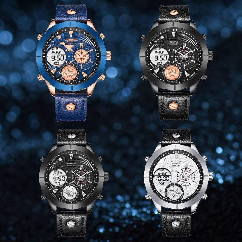Reloj para hombre BOAMIGO 2020, moda militar, relojes para hombre, marca superior de lujo, grandes deportes, digital, analógico, reloj de cuarzo de cuero para hombre