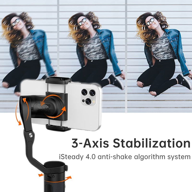 Hohem iSteady X2 3-Axis Gimbal Stabilizer for Smartphone,w/ Remote Control Foldable Phone Gimbal for iPhone 13 pro max/Samsung