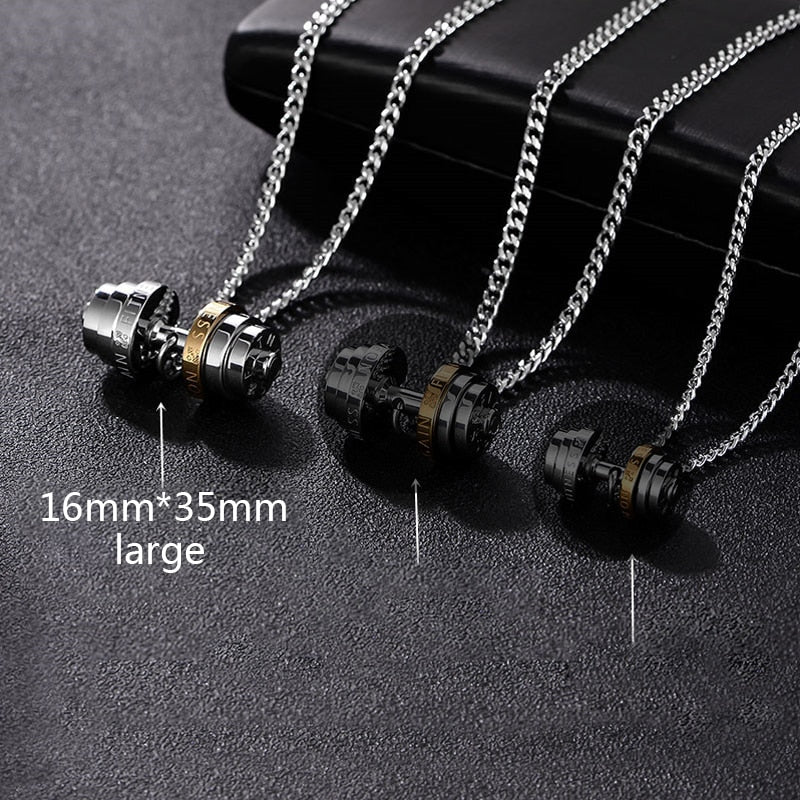 Barbell Necklace Male necklace stainless steel mens Couple pendants Fitness sports man accesories jewelry for neck