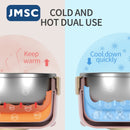 JMSC Food Warm Injection Hot Water Insulation Kids Dishes Stainless Steel Tableware Baby Sucker Feeding Bowl Plate Cute Gadgets