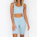 2pcs/set Yoga Sets Women Seamless Shorts High Waisted Sports Pants Outdoor Biker Leggings Women Sports Gym Set