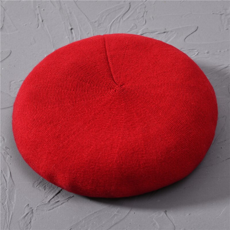 Women Beret Fashion Hat Winter Female Knitted Cotton Wool Hats Spring Brand Girls Wool Solid Color Beret