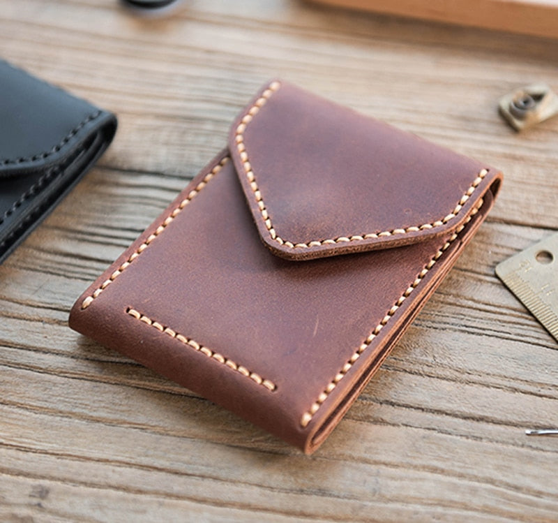 Vintag Handmade Crazy horse Genuine Leather card horder men Card ID Holders leather buiness card wallet driving license holder