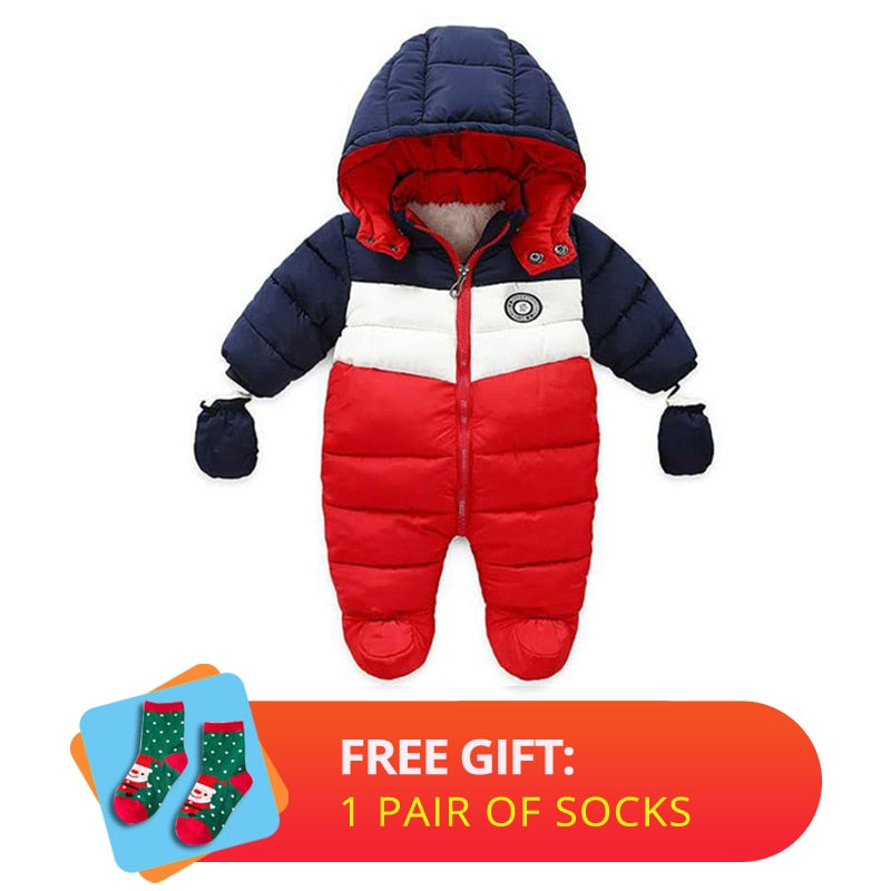 IYEAL Newborn Baby Snowsuit Children Infant Winter Coat Warm Liner Hooded Zipper Jumpsuit Boys Girls Duck Down Outwear Overalls