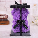 25*16 Cm Diy Teddy Rose Bear with Box Artificial PE Flower Valentine&