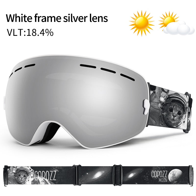 COPOZZ Brand Professional Ski Goggles Double Layers Lens Anti-fog UV400 Big Ski Glasses Skiing Snowboard Men Women Snow Goggles