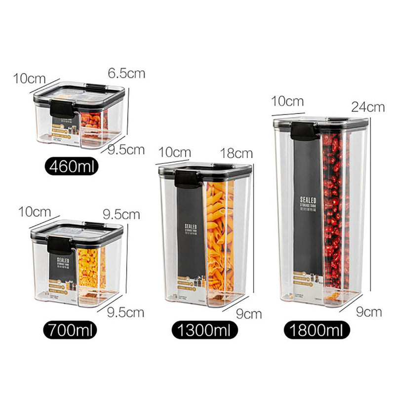 4 Sizes Kitchen Airtight Box Plastic Food Storage Container Stackable Bottles For Dry Food Nuts Multi Grains
