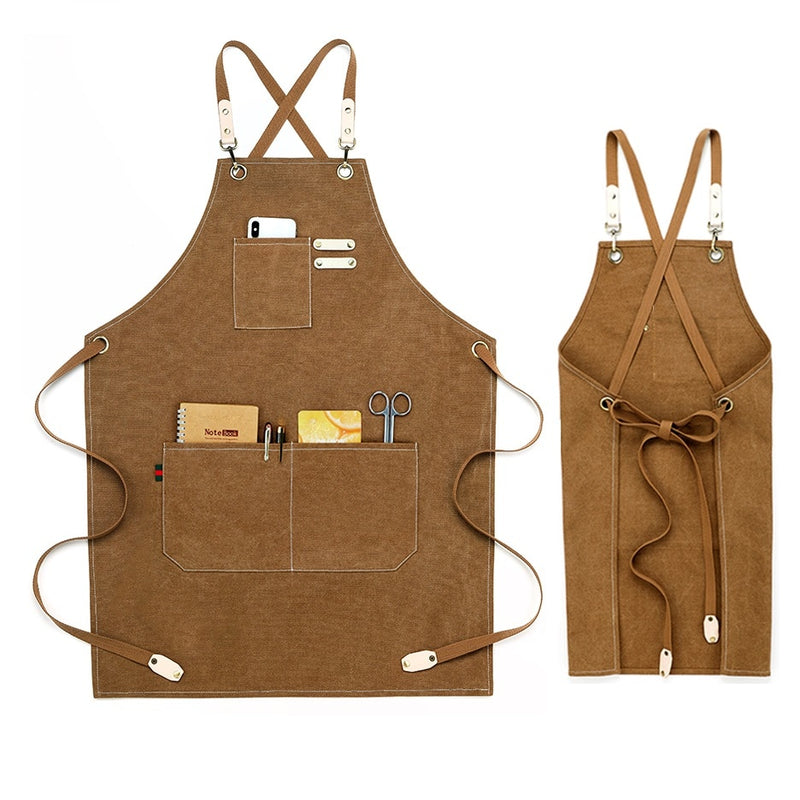 2021 New Thick Canvas Unisex Apron Bib Chef Kitchen Aprons for Women Men Coffee Shop Barber BBQ Bib working uniform