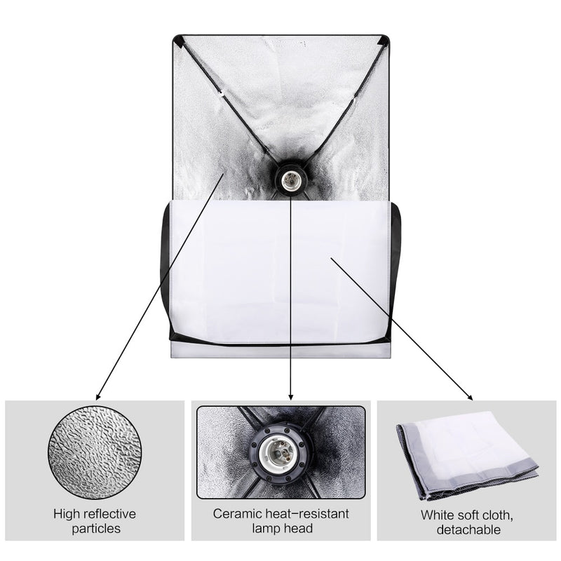 Photography Photo Studio Softbox Lighting Kit With 2.6x3M Background Frame 3pcs Backdrops Tripod Stand Reflector Board Umbrella