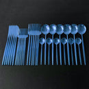 30Pcs Shiny Gold Cutlery Set Stainless Steel Dinnerware Set Knife Dessert Fork Spoon Dinner Silverware Set Kitchen Tableware Set