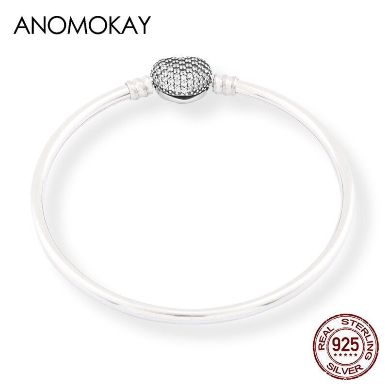 Anomokay New 100% 925 Sterling Silver Cute Little Lion Bangles Bracelets for Children Fashion Birthday Gift S925 Silver Jewelry