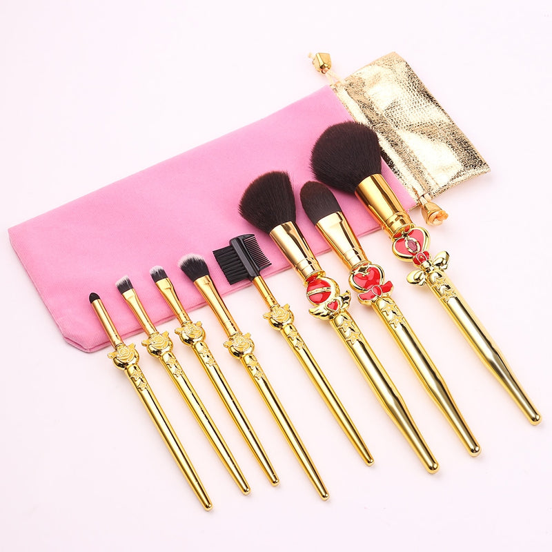 New 8pcs Pro Makeup Brushes Sets &amp; Kits Moon Anime Soft Hair Blusher Concealer Eye Shadow FOUNDATION Lip Brush Cosmetics Tool