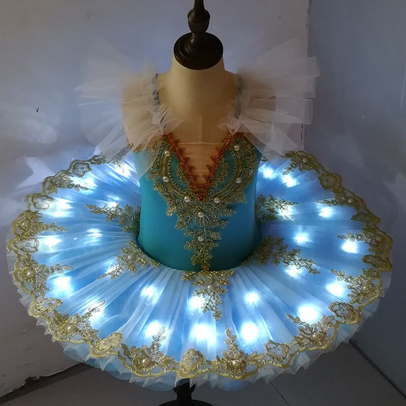 Ruoru Tutu Ballet Led Light Swan Lake Ballerina Pancake Tutu Girl Women Adult Child Ballet Dress Kids Dance Costumes Tutu Led