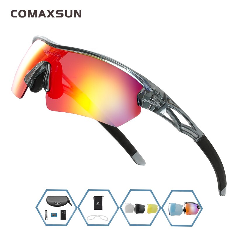 Comaxsun gafas de ciclismo polarizadas profesionales MTB gafas de bicicleta de carretera deportes al aire libre gafas de sol de bicicleta UV 400 con 5 lentes TR90