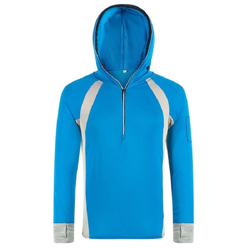 Herren Angelhemd Anti-UV-Kleidung Sonnenschutz Kapuzenpullover Schnelltrocknend Atmungsaktiv Angelpullover Trägt Wandern Kletterhemd