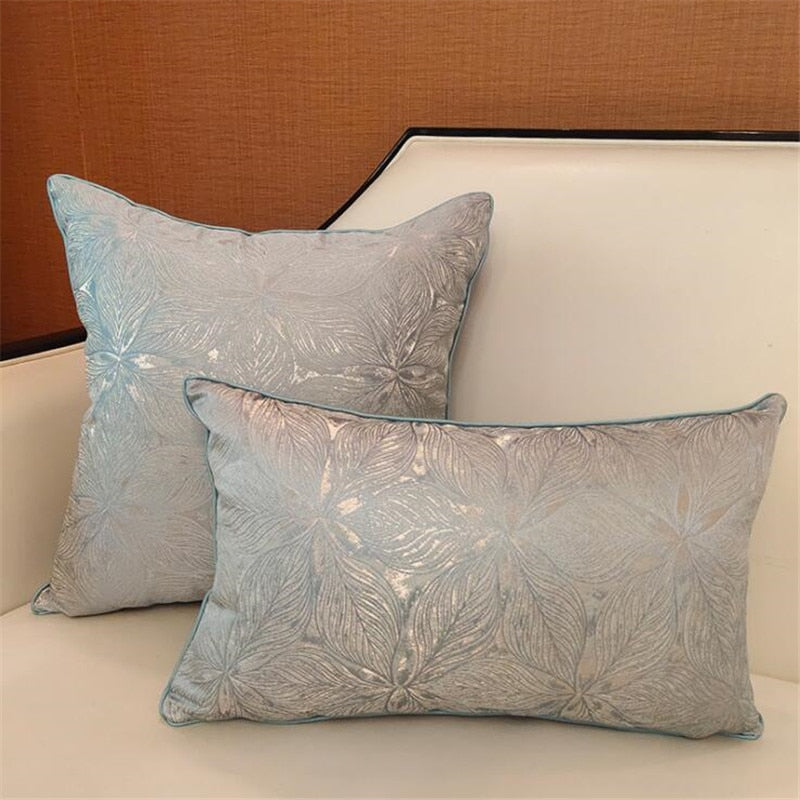 Fundas de cojín de sofá de lujo ligeras, fundas de almohada simples modernas de rejilla azul verde, fundas de almohada europeas de alta calidad, decoración de cama para el hogar