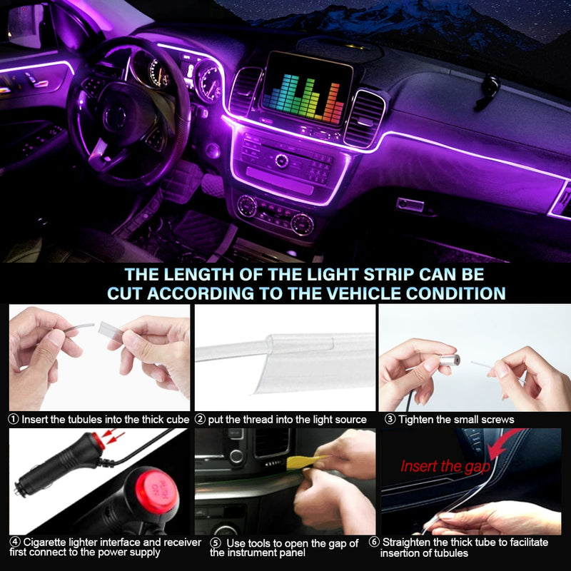 Auto Atmosphäre Licht Ambient Innendekoration App Sound Control Wireless RGB Neon Led Strips Auto Flexible Lampen