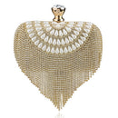 GLOIG Fashion women tassel evening bags diamonds beaded clutch wedding purse shoulder party laides case purse