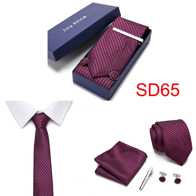 Gift Box 38 styles Tie Set Hanky Cufflinks With Gift Box Jacquard Woven Neckties Set For Men Wedding Party Lots of  accessories