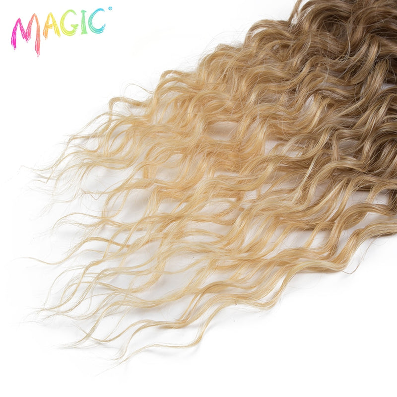 Magia Sintética 6 UNIDS 24 26 28 pulgadas Paquetes de Cabello Rizado Ombre Color Rubio Extensiones de Cabello Rizado Accesorios Para el Cabello Rizado