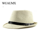 Wuaumx Spring Summer Straw Hat Women Jazz Hat Men Fedoras For Male Female Breathable Panama Sun Hat Wholesale Chapeu Feminino