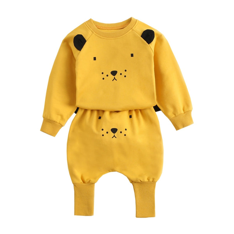 Baby Clothing Sets Autumn Winter Baby Boy Cartoon Pullover Sweatshirt Top + Pant Infant Clothes Set Toddler Girl Outfit Suit