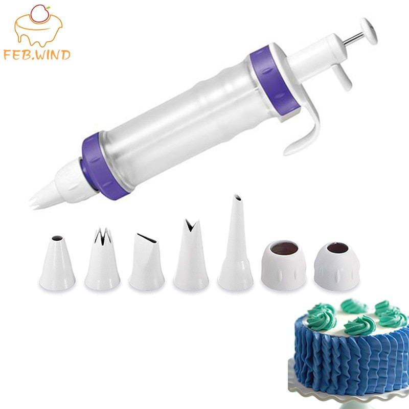 Plastic Dessert Decorator Set Cake Decoration Accessories With Nozzle Cupcake/Cake Icing Piping Tool Decorating Syringe      094