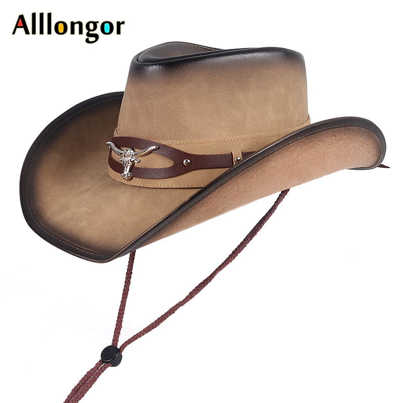 High Quality Western Cowboy Hat Men Women 2022 Faux Leather Cappello Classics Dad chapeau homme  Vaquero cowboy Vintage Cap