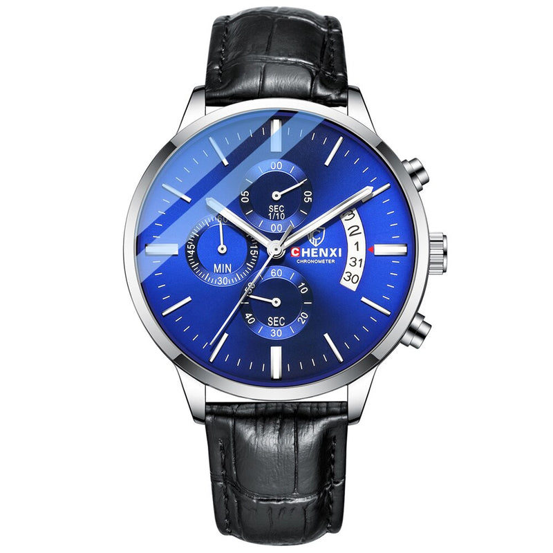 CHENXI Herrenuhren Chronograph Top Luxusmarke Sport Quarzuhr Herren Wasserdicht Casual Leder Armbanduhr Relogio Masculino