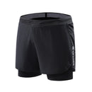 Gym shorts  Men Mock Two-Piece Marathon Running Track and Field Training Fitness Quick-Drying  Sports Shorts