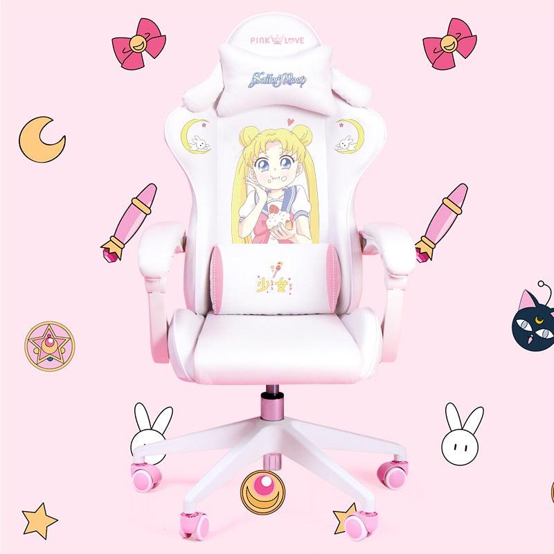 Pink Magic Gaming Chair Girl Game Competitive Rotating Chair Home Liftable Computer Chair Fashion Comfortable Anchor Live Chair