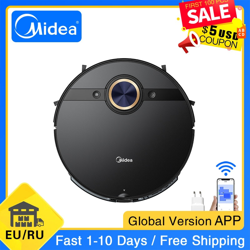 New Midea M7 Pro Robot Vacuum Cleaner Home Sweeping 4000Pa Suction Cleaning Vibrating Mop Dust Collector Smart Planned Aspirator