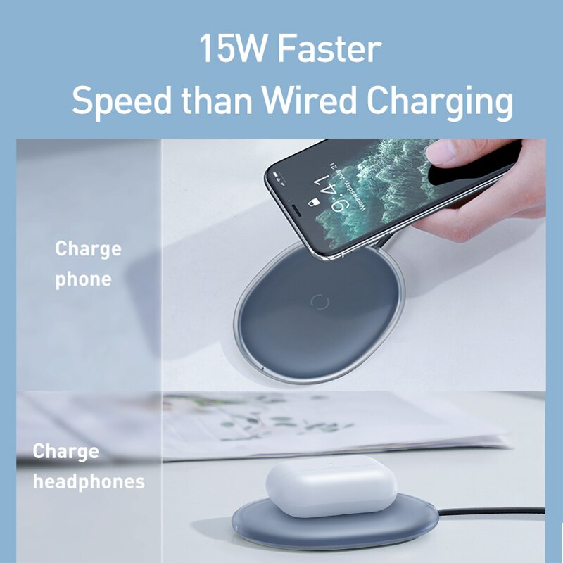 Baseus 15W Qi Wireless Charger für iPhone 11 Pro 8 Plus Induction Fast Wireless Charging Pad für Airpods Pro Samsung Xiaomi mi 9