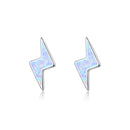 WOSTU 925 Sterling Silver Opal Stud Earrings Cat Unicorn Heart Blue Opal Earrings For Women Original Silver 925 Jewelry