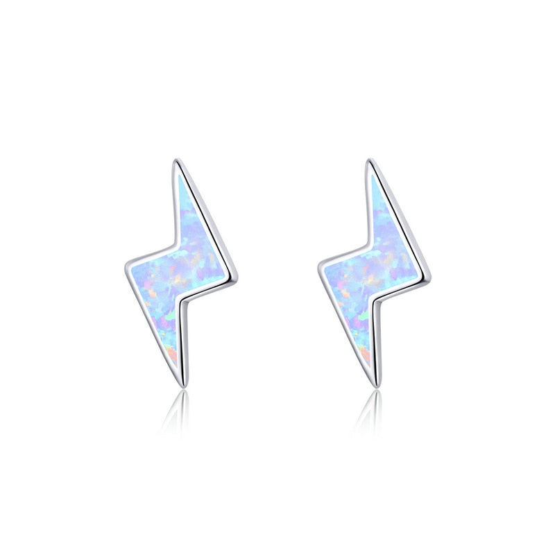 WOSTU 925 Sterling Silver Opal Stud Earrings Cat Unicorn Heart Blue Opal Earrings For Women Original Silver 925 Jewelry