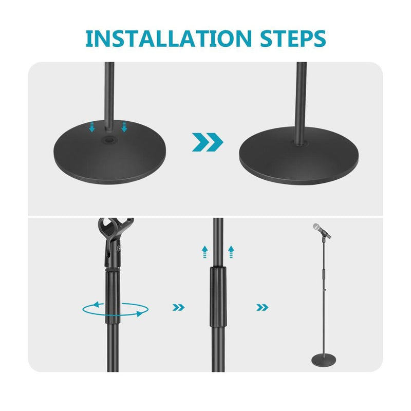 Neewer Compact Base Microphone Floor Stand with Mic Holder Adjustable Height from 39.9 to 70 inches Durable Iron-made Stand