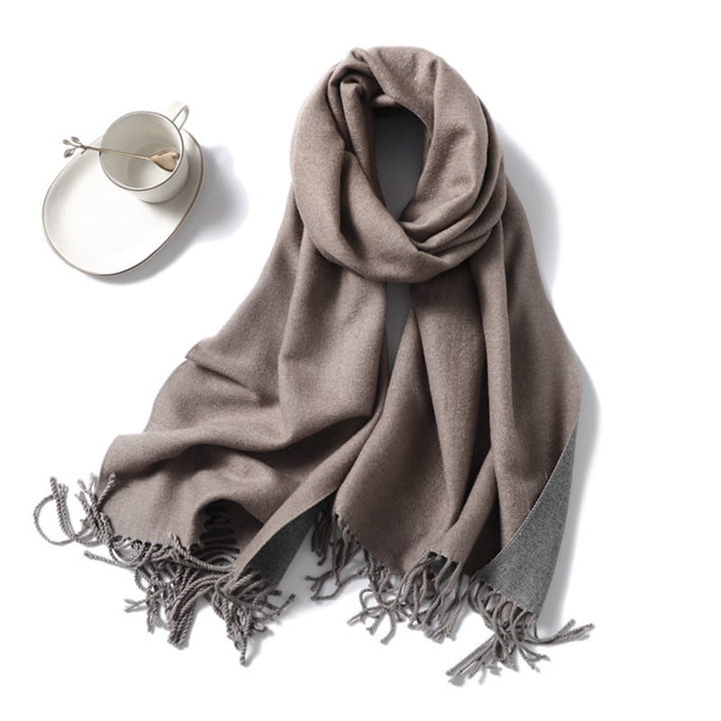 Winter-Kaschmir-Schal-Frauen-dicke warme Tücher wickelt Dame feste Schal-Art- und Weisequasten-Pashmina-Decke-Qualitäts-Foulard 2022 neu ein